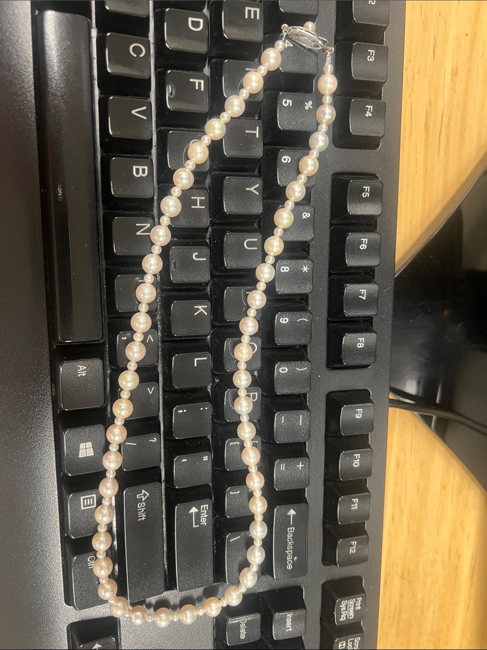 Pearl Cream Pearl Necklace with Silver Clasp - Pearl - Picture 2 of 7